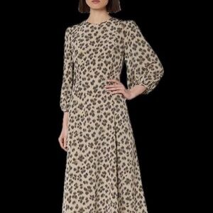 LK Bennett Kaia Flared Leopard Print Dress US4